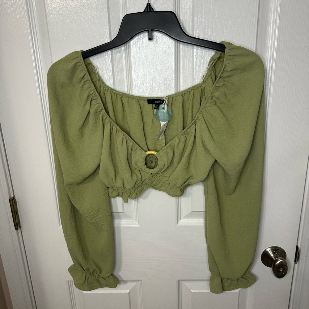 Blashe Womens Top Med Off Shoulder Crop Y2K Renaissance Fairy Dainty Bohemian